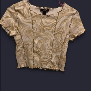 Forever 21 Gold Swirl Crop Top